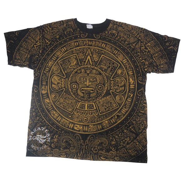 Vintage Mayan Calender Allover Graphic T Shirt - Picture 1 of 6